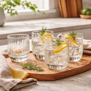 Everyday Martha Stewart Pandora’s Light 4pc Double Old Fashioned Glasses NIB